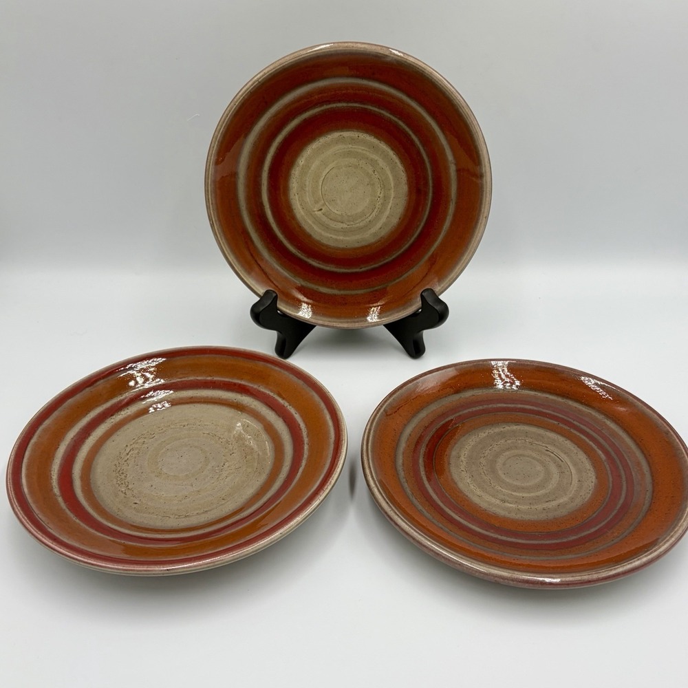 Set Of 3 MCM Baldelli Pottery 6.5" Saucers/Dessert Plates Rust Brown Italy